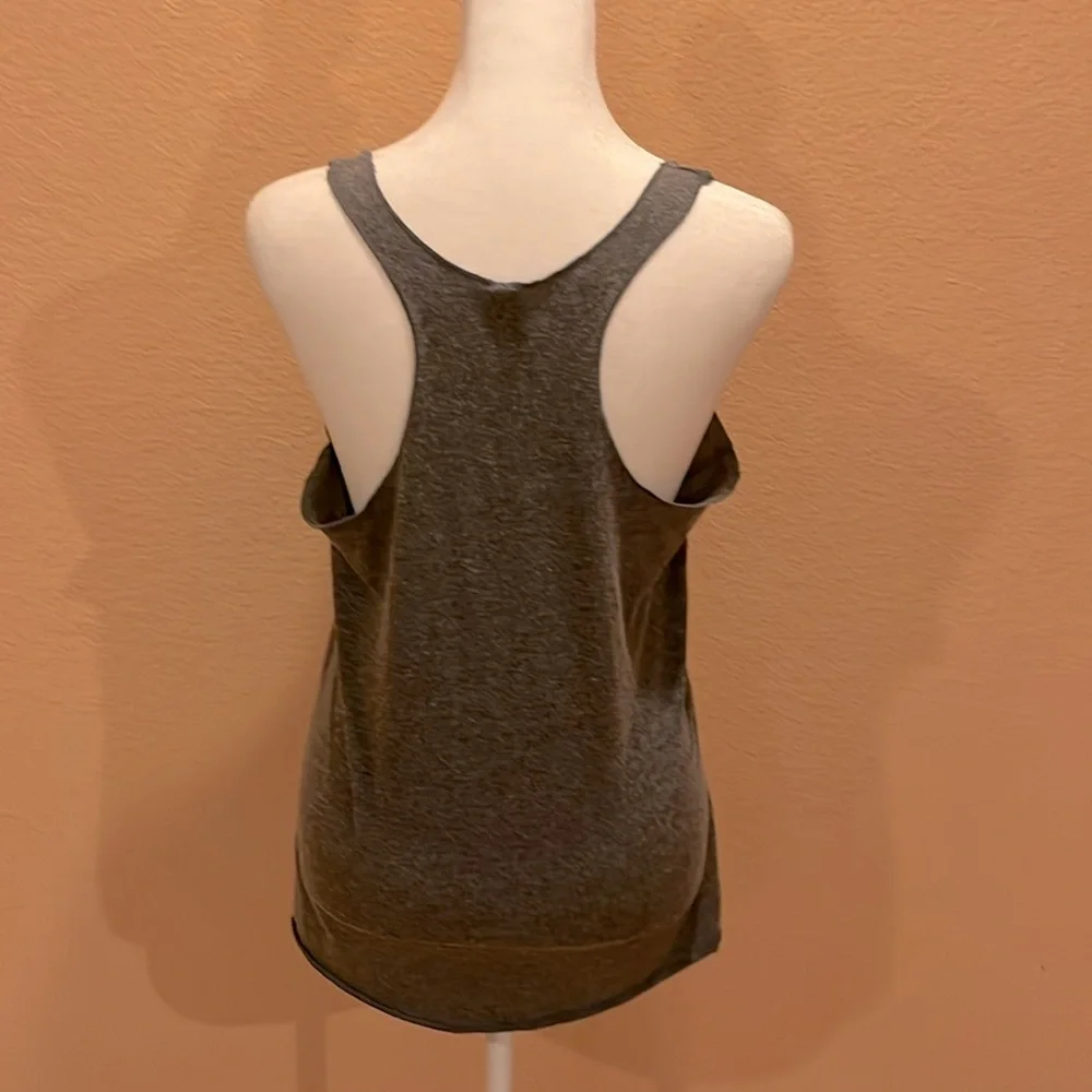 Next Level Apparel women’s yoga tank top. Grey with black and white message. M-L - Picture 2 of 9